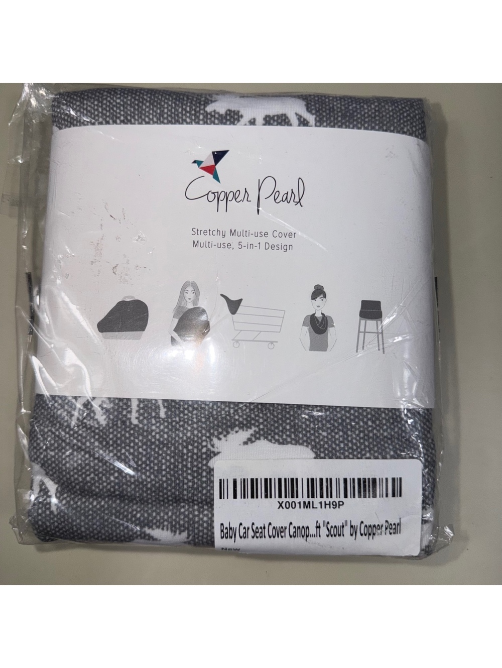 Copper Pearl Scout 5-in-1 Multi-Use Baby Car Seat Nursing Cover Moose Print New